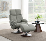 Kandoro - Top Grain Leather Accent Chair With Swivel & Ottoman - Gray