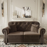 Upholstered Chesterfield Sofa With Nailhead Trim And Rolled Armrests