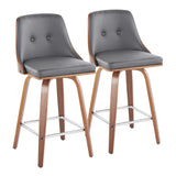 Gianna - Fixed-Height Swivel Counter Stool (Set of 2) - Walnut Frame And Square Footrest