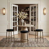 Ferro - Performance Fabric Upholstered Backless Bar Stool - Antique Brass