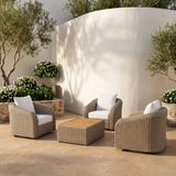 Seacrest - Teak Wood And Wicker Outdoor Patio Coffee Table