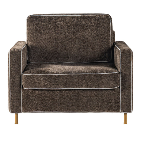Accent Chair Upholstered Single Sofa With Square Arms, Sewn Pillow Back For Living Room
