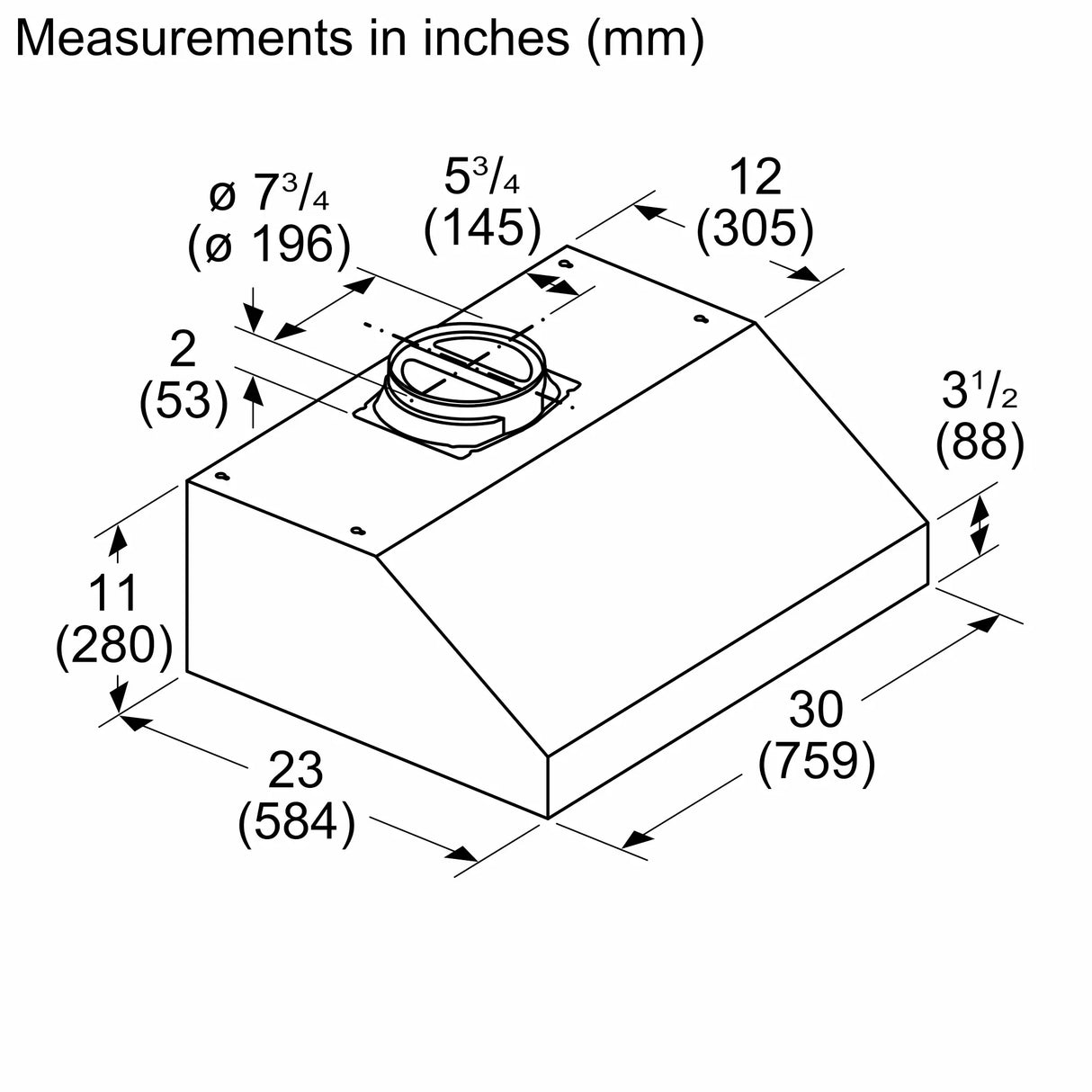Bosch DUH80553UC dimension line drawing