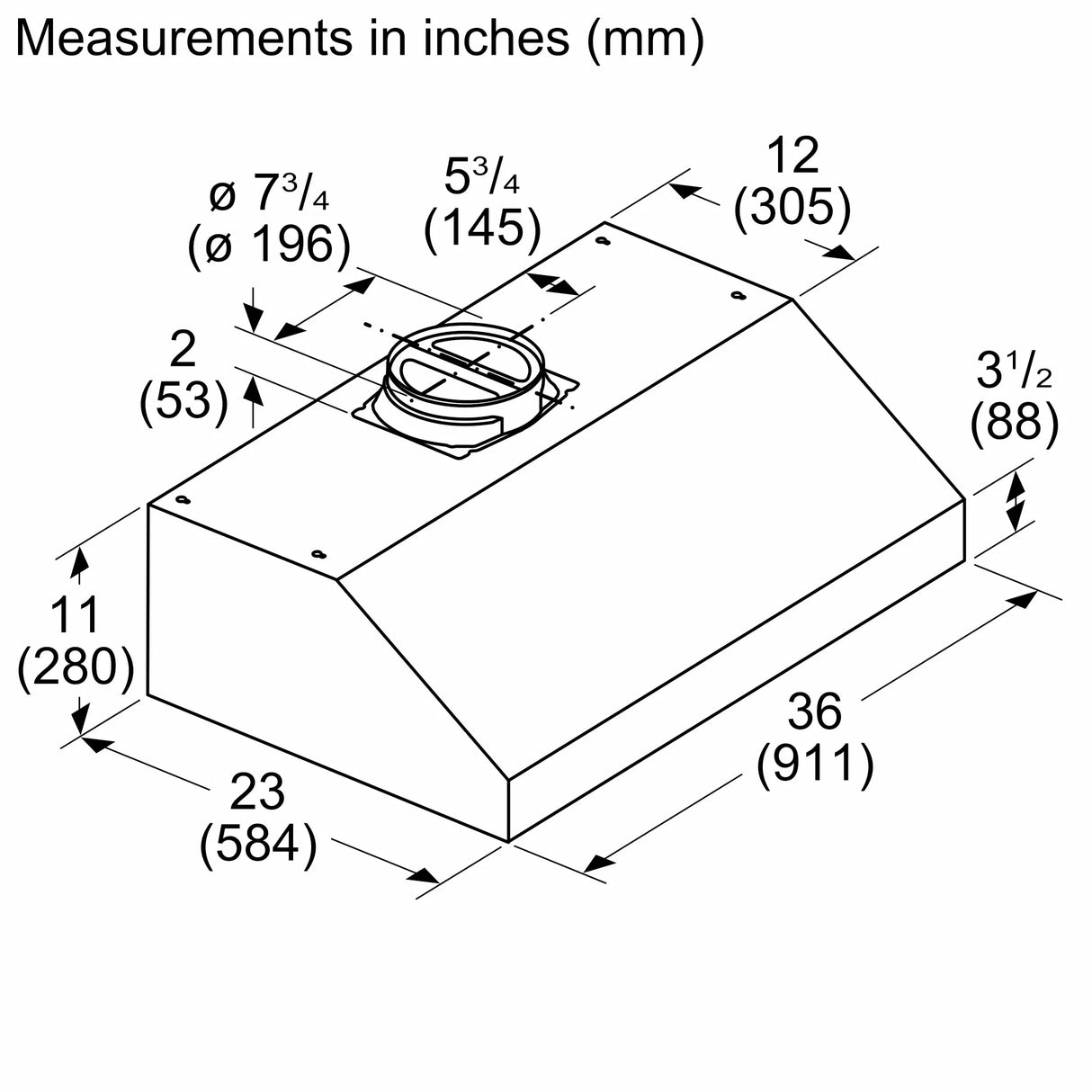 Bosch DUH86553UC dimension line drawing