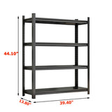 4 Layer Metal Storage Rack, Garage Shelves, Adjustable Height Partition - Black