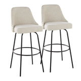 Marcel - 30" Fixed-Height Barstool With Swivel And Round Black Metal Footrest (Set of 2) - Black Metal