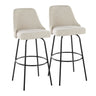 Marcel - 30" Fixed-Height Barstool With Swivel And Round Black Metal Footrest (Set of 2) - Black Metal