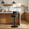 Judi - Modern Industrial Swivel Metal Adjustable Height Barstool With Faux Leather Seat - Black Finish