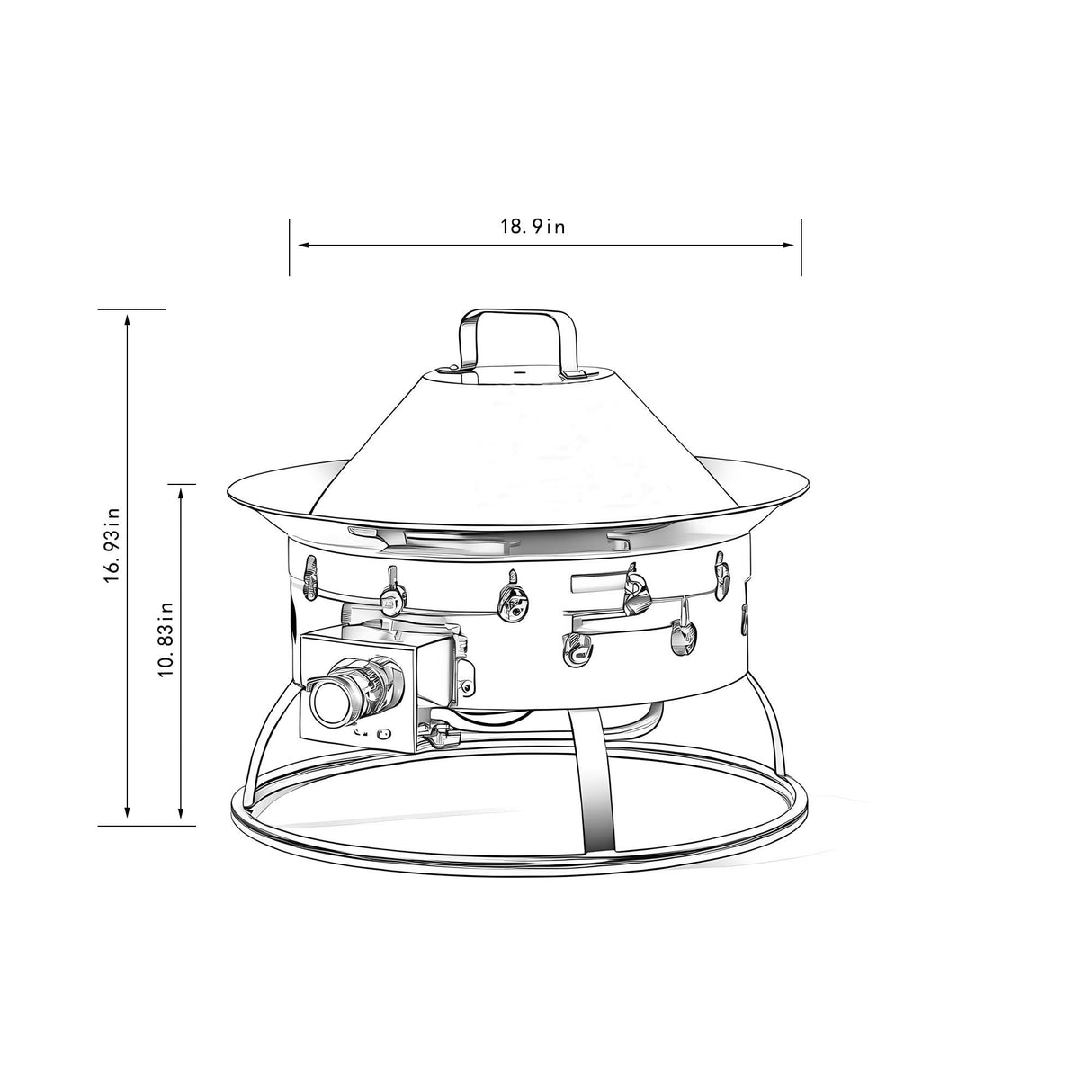 19" Propane Gas Fire Pit Table, 50000 Btu Round Steel Fire Pit For Outside Patio Deck Garden Backyard - Black