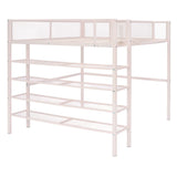 Loft Bed With 4 Tier Shelves And Storage