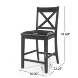 Farmhouse Style Counter Height Chair With Upholstered Seat