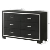 6 Drawer Dresser With Handles Bedroom Furniture - Black