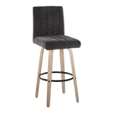 Hannah - 30" Fixed-Height Barstool With Swivel And Round Black Metal Footrest (Set of 2) - Whitewashed Wood