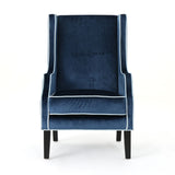 Elegant Velvet Club Chair With Tonal Piping