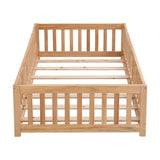 Solid Wood Floor Bed With Door And Fence For Children