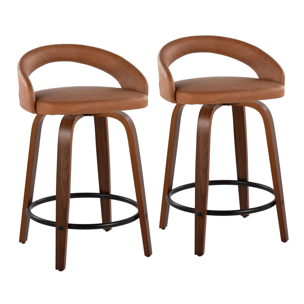 Grotto - 31" Upholstered Fixed-Height Counter Stool (Set of 2) - Walnut Wood Base