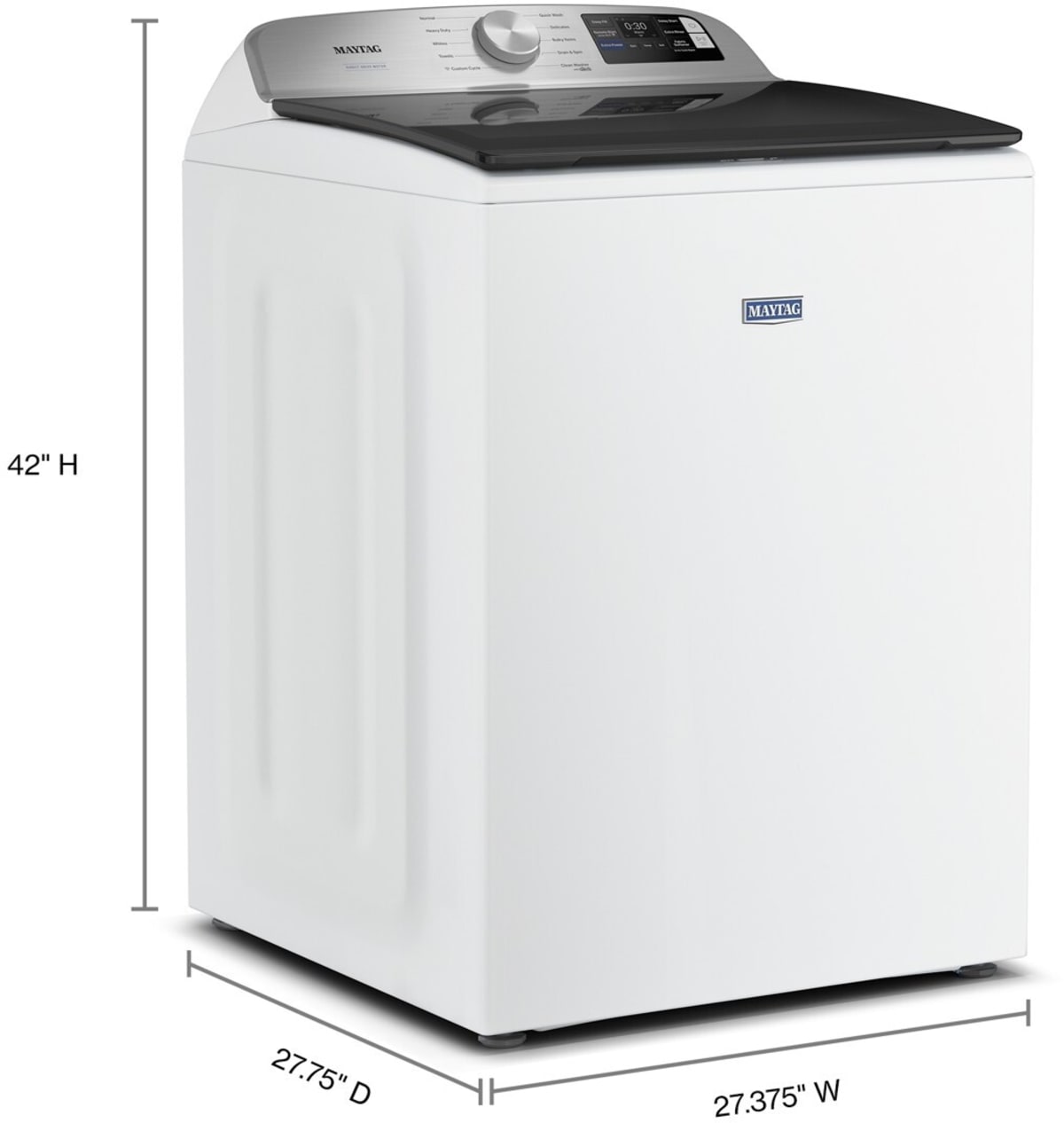 Maytag MTW6200RW top load washer dimension diagram