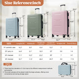 Lightweight Hardshell Luggage Set With Double Spinner Wheels, Password Lock, Cosmetic Case, 20" / 24" / 28" Luggages, Duffel Bag & Toiletry Bag - Blue / Green / Pink