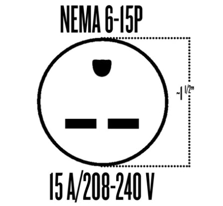 Friedrich UCT14B30A NEMA 6-15P 230V plug face