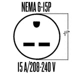 Friedrich UCT14B30A NEMA 6-15P 230V plug face