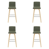 Vienna - 39.5" Swivel Bar Height Square Back Wood Bar Stool With Faux Leather Seat
