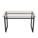 Modern Minimalist Rectangular Dining Table With Tempered Glass Top