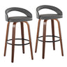 Grotto - Upholstered Fixed-Height Barstool (Set of 2) - Walnut Wood