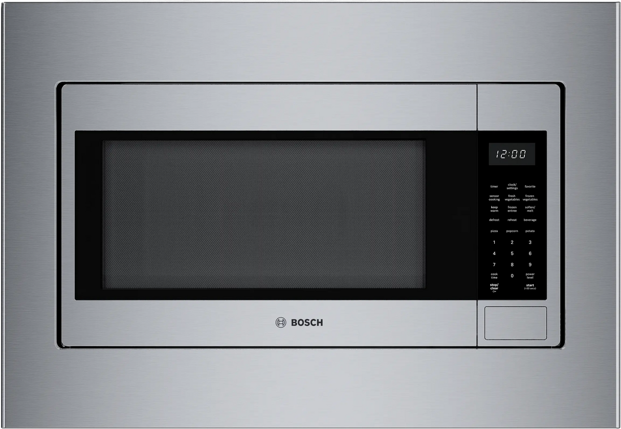 Bosch HMB30155UC 24 inch built-in microwave oven stainless steel front view