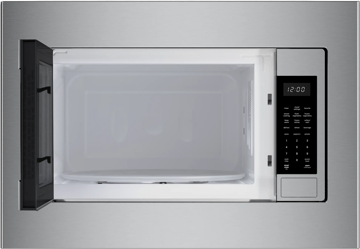 Bosch HMB30155UC built-in microwave oven with left side-opening door open