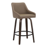 Hannah - 26" Fixed-Height Counter Stool With Swivel And Round Black Metal Footrest (Set of 2) - Walnut Glazed Wood