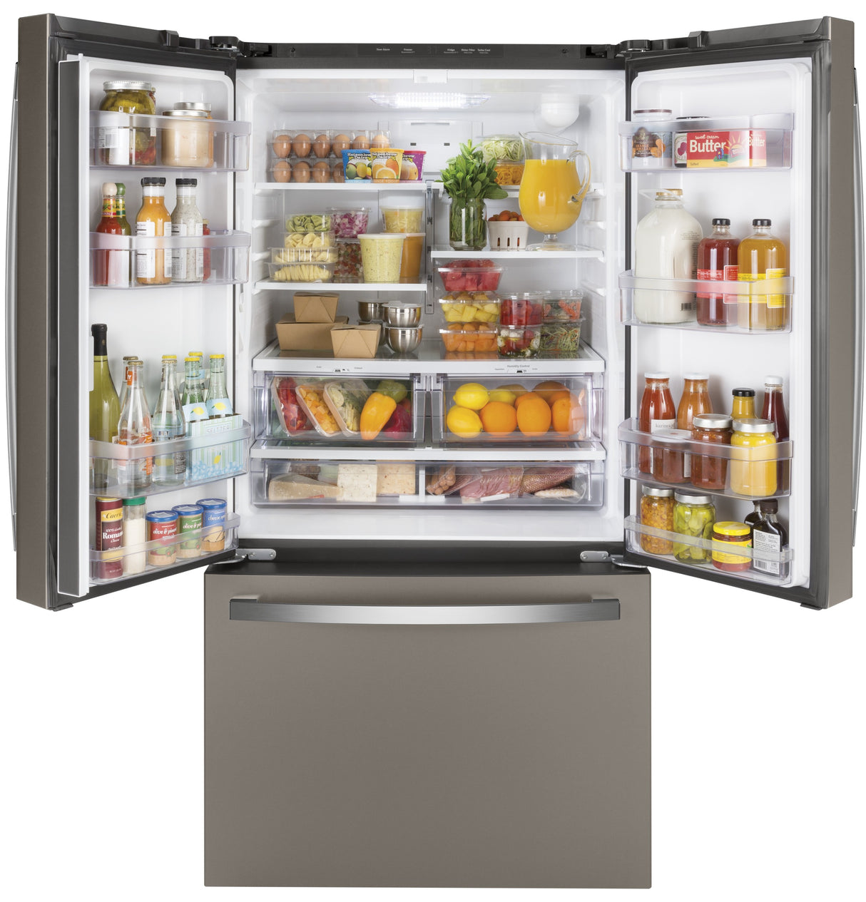 GE GNE27JMMES - 36 in. 27 cu. ft. French Door Refrigerator with Internal Water Dispenser - Fingerprint Resistant Slate
