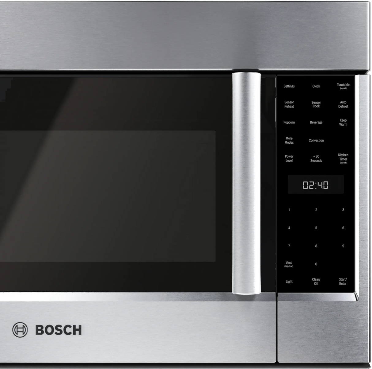 Bosch HMVP054UC Benchmark over-the-range microwave control panel detail