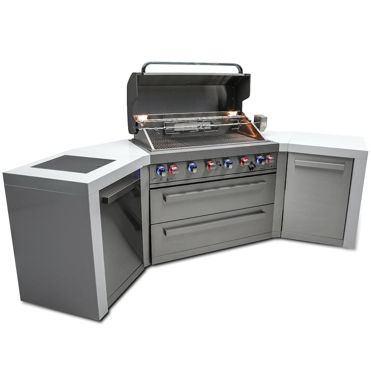 Mont Alpi Deluxe Series 8 Ft U-Shaped Natural Gas Outdoor Kitchen Island w/ Side Burner - MAi805-D45