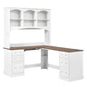 Space Saving L-Shaped Computer Desk With Keyboard Tray & Charging Stations
