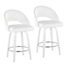 Cinch - Contemporary Fixed-Height Swivel Counter Stool (Set of 2) - White Wood And Round Silver Footrest