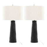 Kona - 31" Polyresin Table Lamp (Set of 2) - Matte Black Polyresin, Brass And Natural Linen Shade from Grandview Gallery