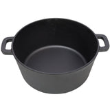 3 In 1 Pre-Seasoned Cast Iron Dutch Oven, Outdoor Camping Deep Pot, 5 Quart With Silicone Handles - Black