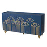 Modern Fluted Sideboard Buffet With Storage, Curve Element, 4 Doors With Adjustable Shelves