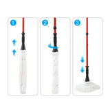 Ultra Fine Fiber Twist Mop With 57.5 Inch Long Handle For Dry And Wet Floor Cleaning - Red