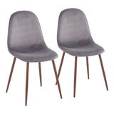 Pebble - Contemporary Chair (Set of 2) - Walnut Frame, Velvet