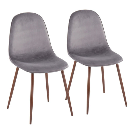 Pebble - Contemporary Chair (Set of 2) - Walnut Frame, Velvet