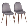 Pebble - Contemporary Chair (Set of 2) - Walnut Frame, Velvet