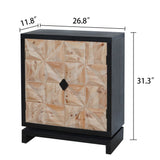 2 Door Accent Storage Cabinet With Diamond Handle - Black / Natural