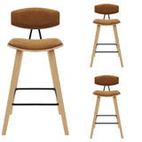 Fox - Counter Height Curved Back Wood Bar Stool With Faux Leather Seat