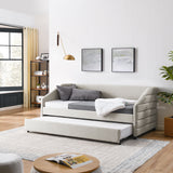 Elegant Daybed With Trundle Upholstered Tufted Sofa Bed