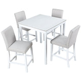 5 Piece Counter Height Table Set, Square Table And 4 Upholstered Chairs