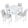 5 Piece Counter Height Table Set, Square Table And 4 Upholstered Chairs