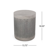 Outdoor Lightweight End Table Round Concrete Outdoor Side Table - Natural