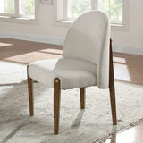 Gamarya - Side Chair Set of 2) - White Fabric & Oak