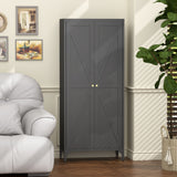 Adjustable 2 Door Kitchen Pantry Cabinet With Striped Design